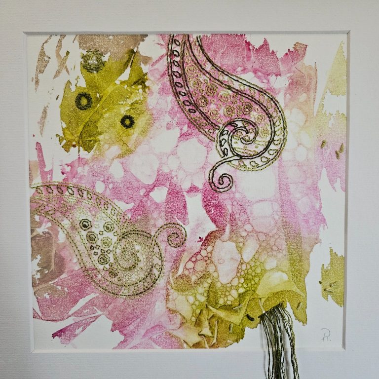 Mai Aquarell bestickt - Zyklus "Die zwölf Monate"